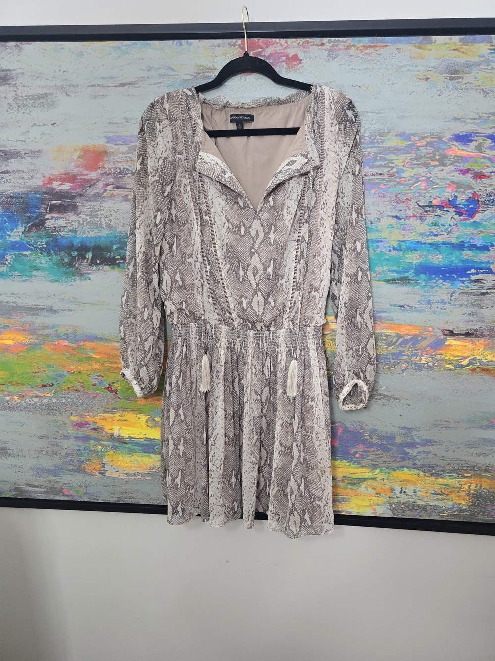 Banana Republic Taupe Snake-Print Mini Dress